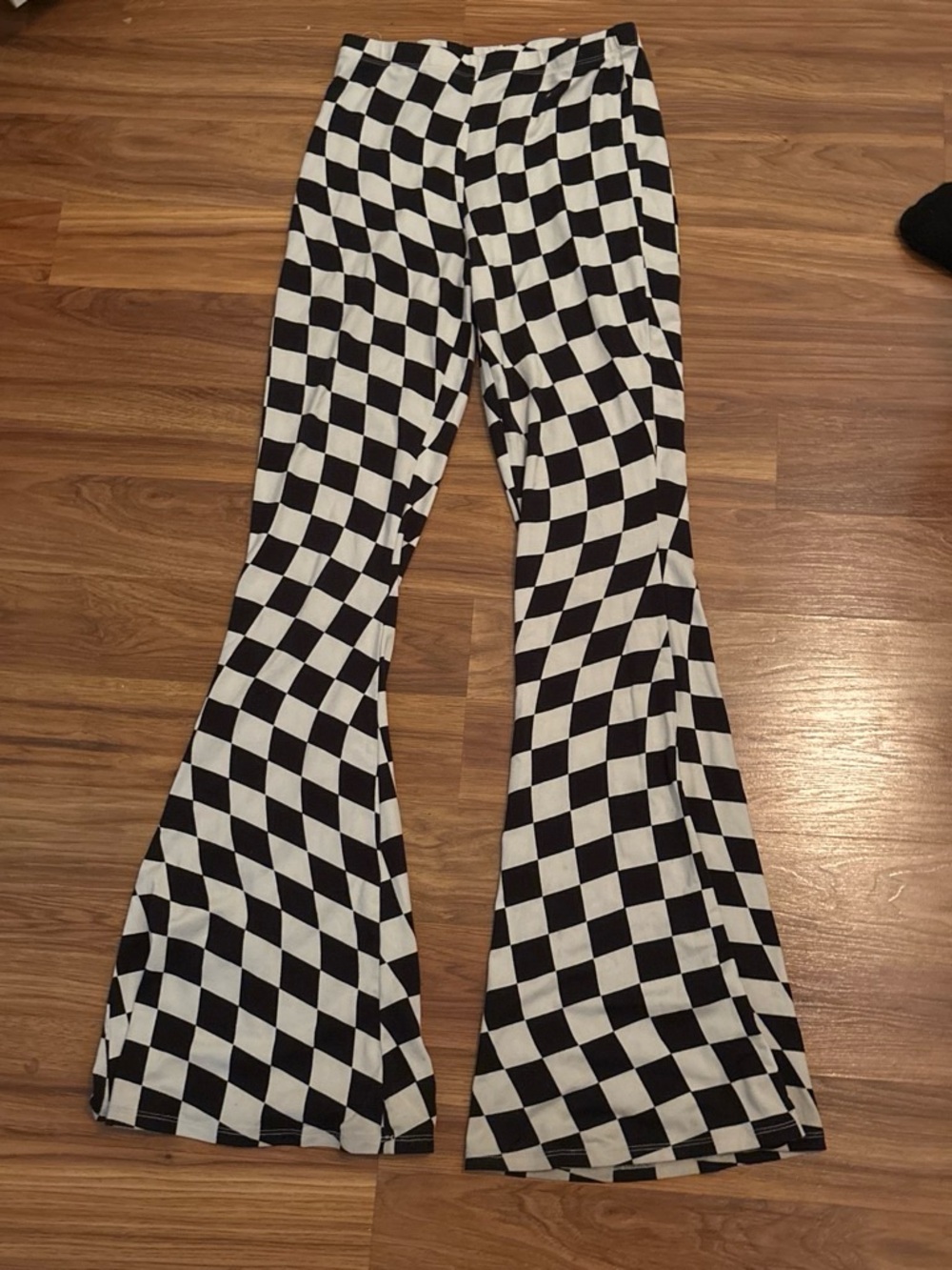 Black & White Checkered Flare Kids Bottoms